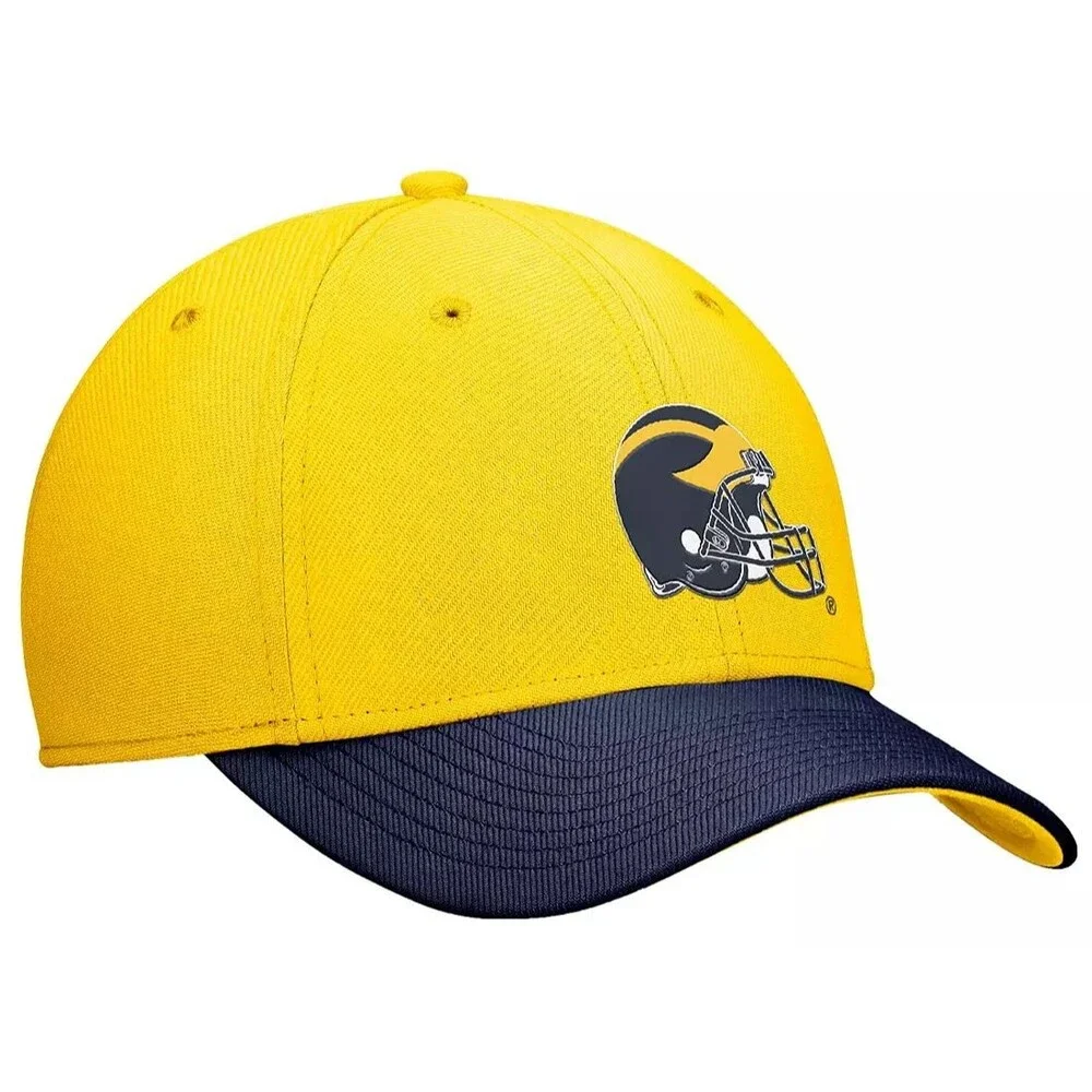 Jordan Michigan Wolverines Football Rise Swoosh Flex Hat Cap Maize Blue M/L
